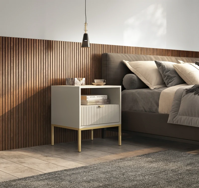 Szafka nocna Nova 54 cm z szufladą kaszmir - stelaż złoty