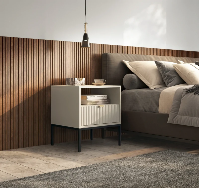 Szafka nocna Nova 54 cm z szufladą kaszmir - stelaż czarny