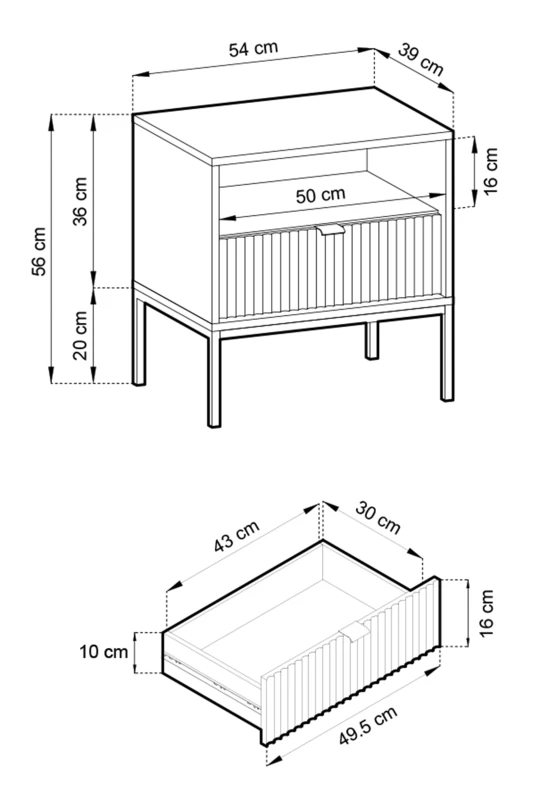 Szafka nocna Nova 54 cm z szufladą kaszmir