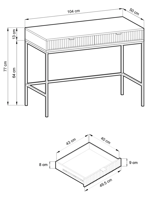 Toaletka Nova z szufladami kaszmir