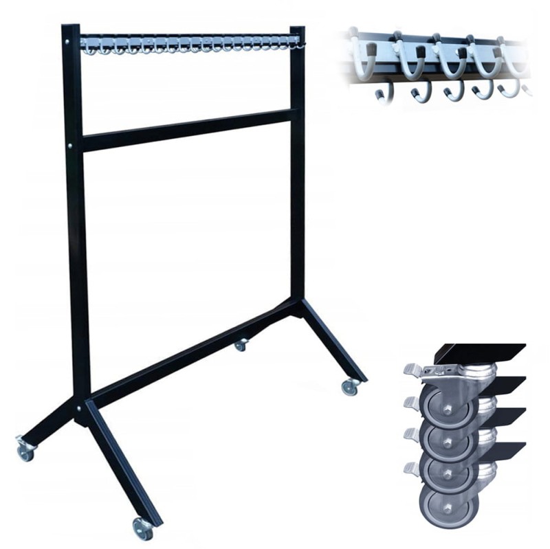 Wieszak do szatni 120 cm 40 hak Czarny/Srebrny