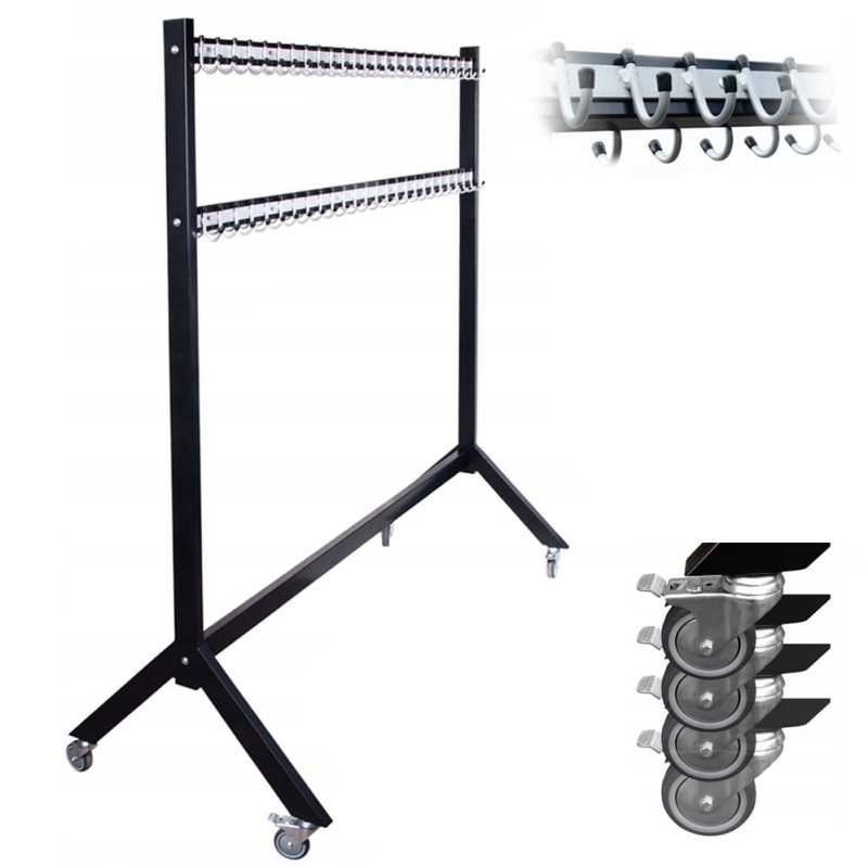 Wieszak do szatni 120 cm 80 hak, czarny/srebrny