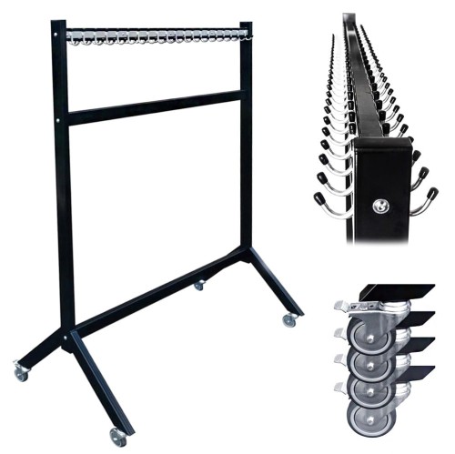 Wieszak do szatni 120 cm 40 hak Czarny/Srebrny