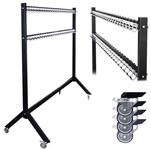 Wieszak do szatni 120 cm 80 hak, czarny/srebrny