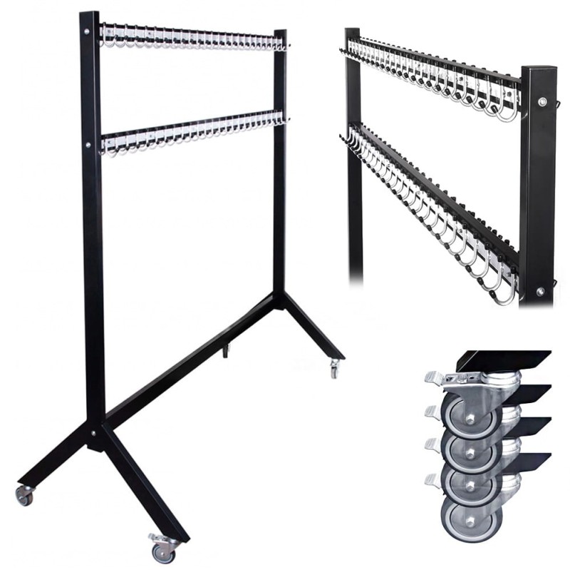 Wieszak do szatni 120 cm 80 hak, czarny/srebrny