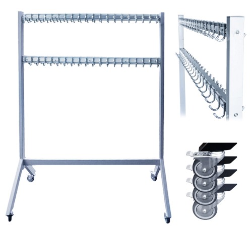 Wieszak do szatni 150 cm 100 hak, czarny/srebrny
