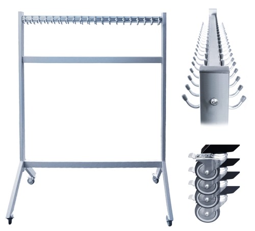 Wieszak do szatni 150 cm 50 hak Czarny/Srebrny