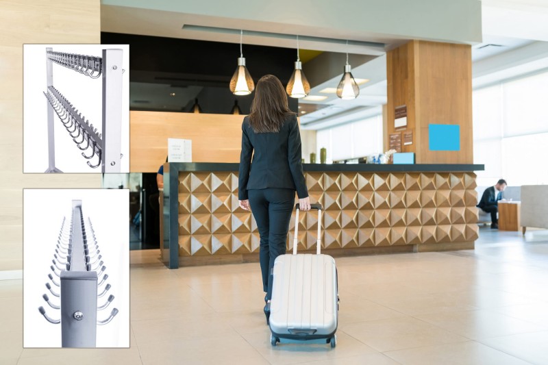 Wieszak do szatni 120 cm 80 hak, czarny/srebrny