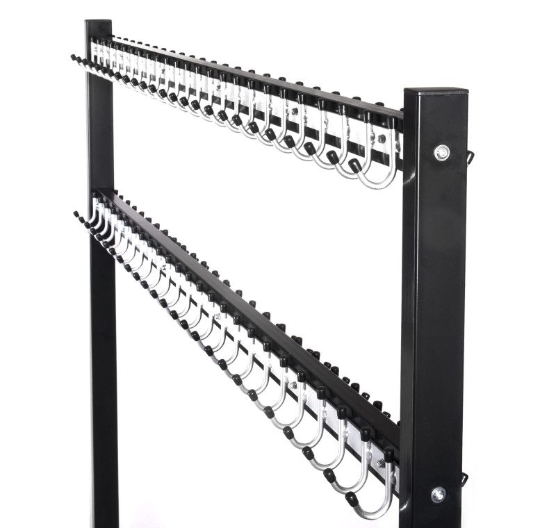 Wieszak do szatni 150 cm 100 hak, czarny/srebrny