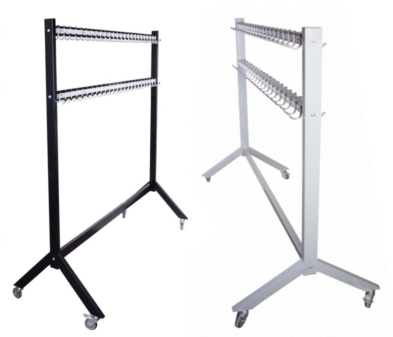 Wieszak do szatni 150 cm 100 hak, czarny/srebrny