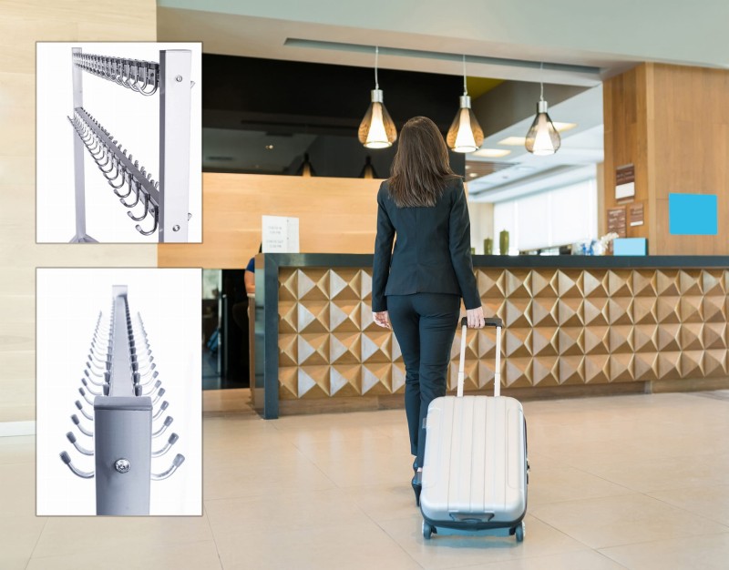 Wieszak do szatni 150 cm 100 hak, czarny/srebrny