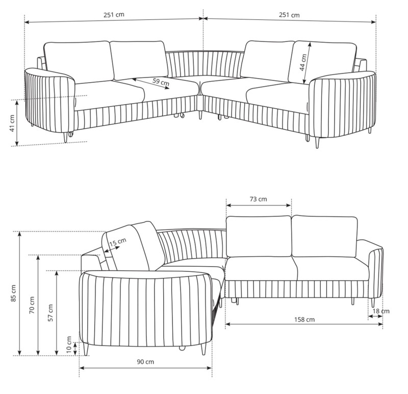 Narożnik tapicerowany LAREN 251 cm do salonu
