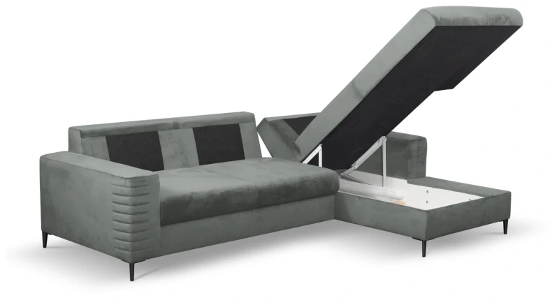Narożnik rozkładany COLLIN 253 cm z funkcją spania i pojemnikiem na pościel - Velluto - Grey 16