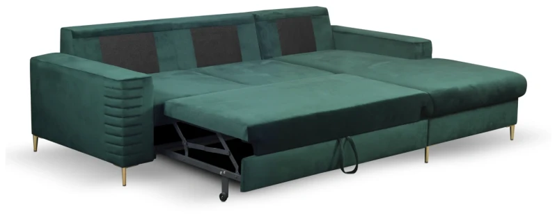 Narożnik rozkładany COLLIN 253 cm z funkcją spania i pojemnikiem na pościel - Velluto - Jungle Green 27