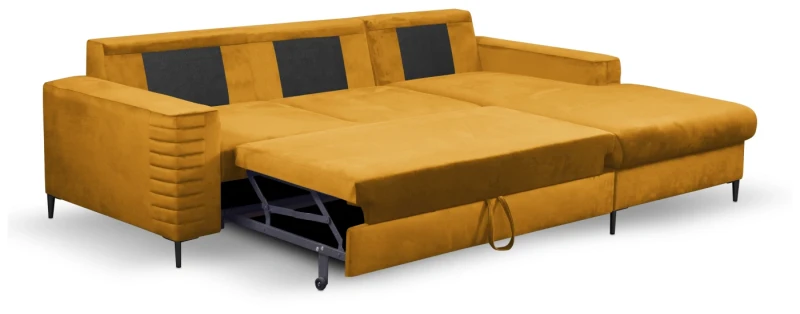 Narożnik rozkładany COLLIN 253 cm z funkcją spania i pojemnikiem na pościel - Velluto - Mustard 8