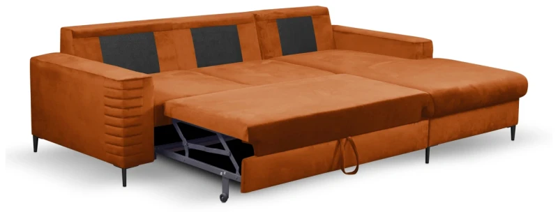 Narożnik rozkładany COLLIN 253 cm z funkcją spania i pojemnikiem na pościel - Velluto - Rust 33