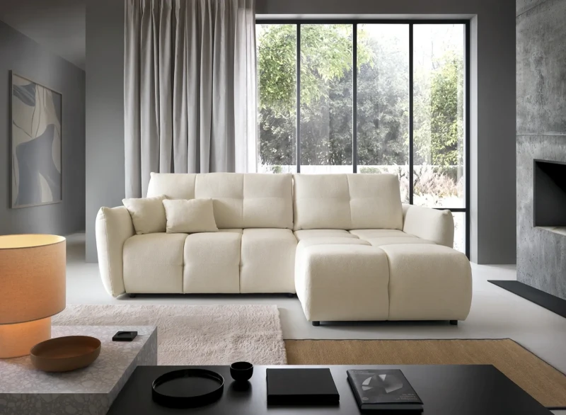 Narożnik rozkładany BASE 257 cm z funkcją spania i pojemnikiem na pościel - Sicurio 60