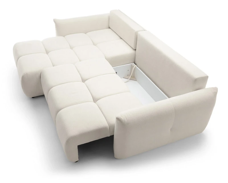 Narożnik rozkładany BASE 257 cm z funkcją spania i pojemnikiem na pościel - Sicurio 60