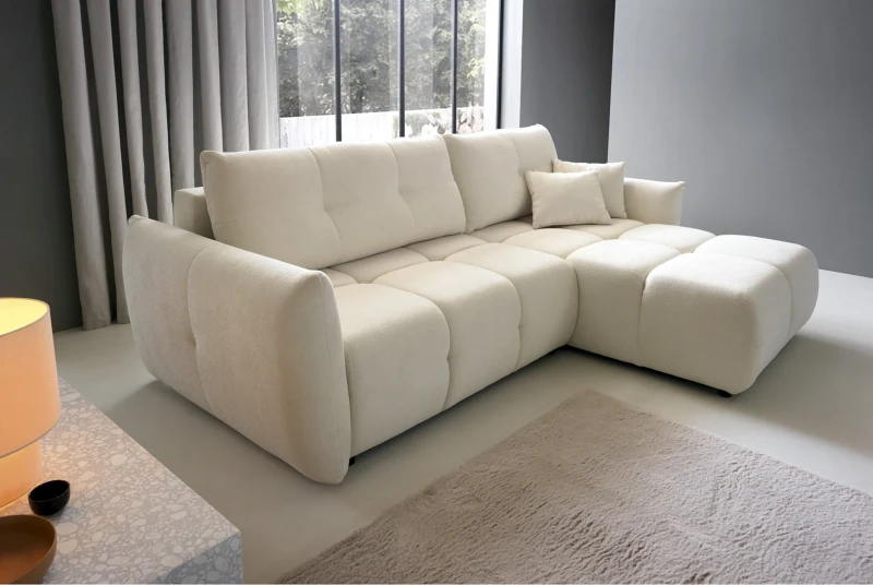 Narożnik rozkładany BASE 257 cm z funkcją spania i pojemnikiem na pościel - Sicurio 60