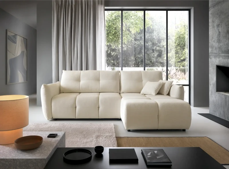 Narożnik rozkładany BASE 257 cm z funkcją spania i pojemnikiem na pościel - Sicurio 60