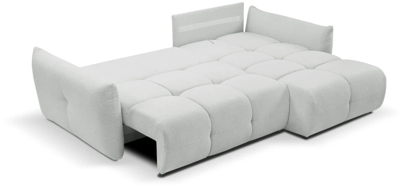 Narożnik rozkładany BASE 257 cm z funkcją spania i pojemnikiem na pościel - Nordic Cement