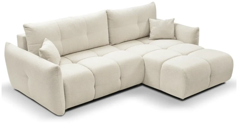 Narożnik rozkładany BASE 257 cm z funkcją spania i pojemnikiem na pościel - Nordic Sand