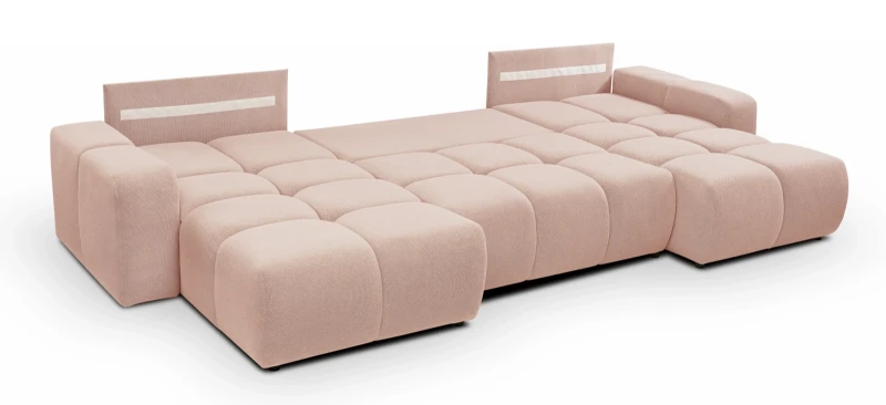 Narożnik rozkładany SOHO 359 cm z funkcją spania i pojemnikiem na pościel - Curio 60