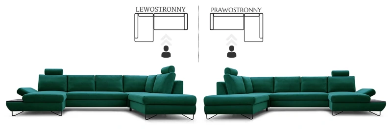 Narożnik rozkładany LOFT III 344 cm z funkcją spania i pojemnikami na pościel - Lewy & Prawy