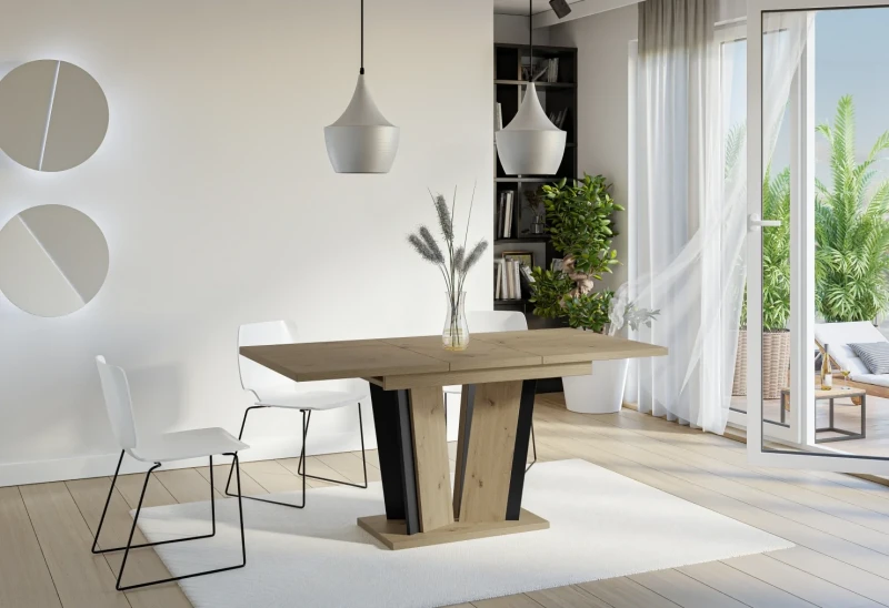 Stół rozkładany Naturio 120-160 cm prostokątny nowoczesny do jadalni salonu artisan black