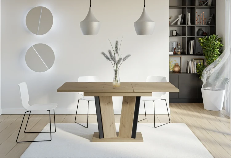 Stół rozkładany Naturio 120-160 cm prostokątny nowoczesny do jadalni salonu artisan black