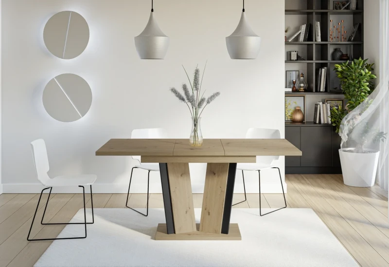 Stół rozkładany Naturio 120-160 cm prostokątny nowoczesny do jadalni salonu artisan black