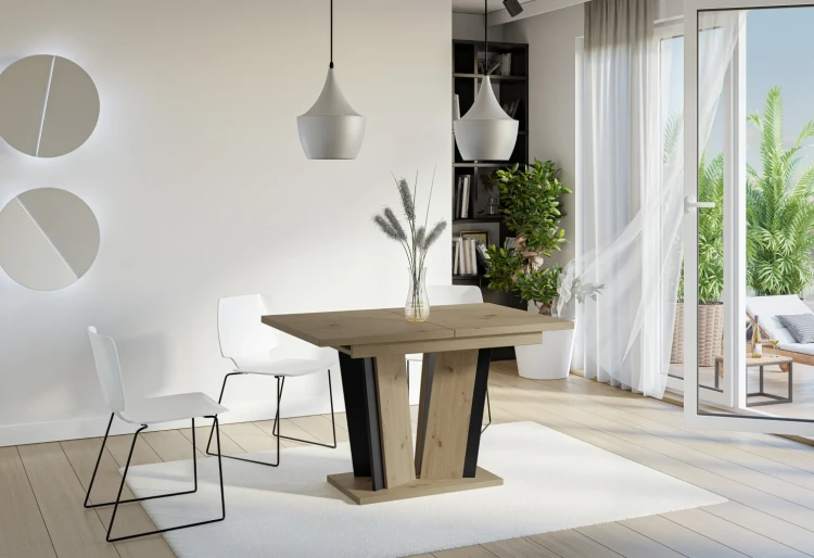 Stół rozkładany Naturio 120-160 cm prostokątny nowoczesny do jadalni salonu artisan black