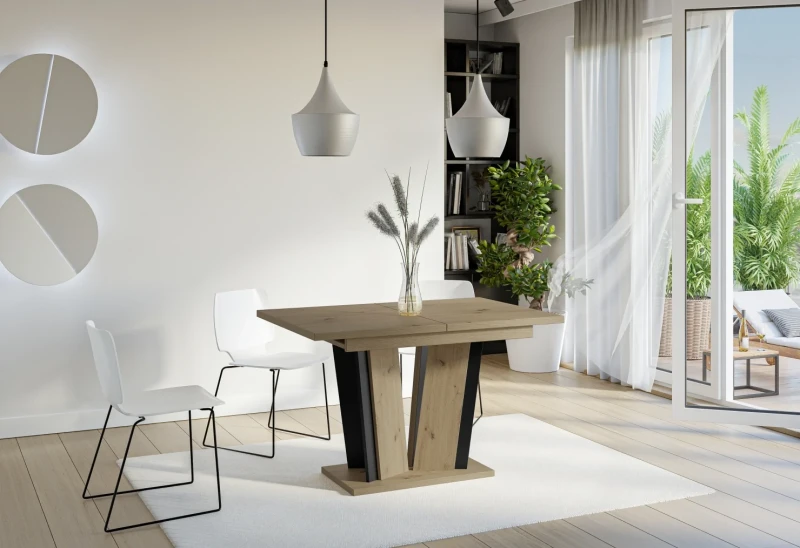 Stół rozkładany Naturio 120-160 cm prostokątny nowoczesny do jadalni salonu artisan black