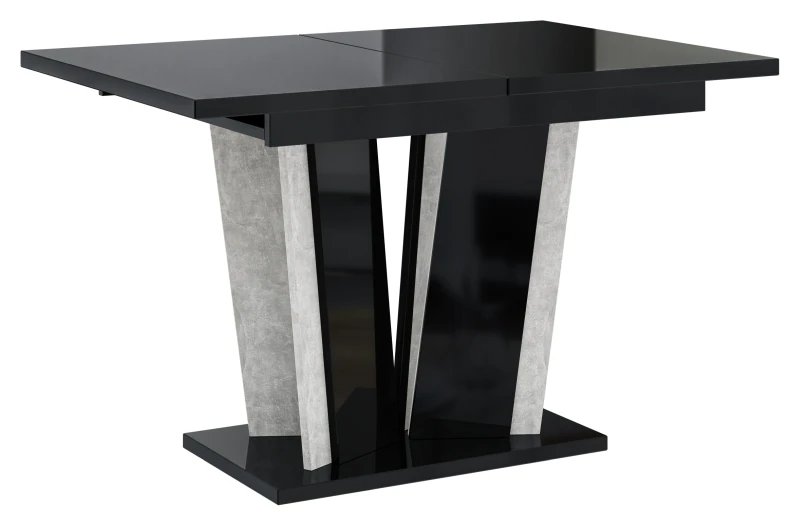 Stół rozkładany Naturio 120-160 cm prostokątny nowoczesny do jadalni salonu black gloss stone