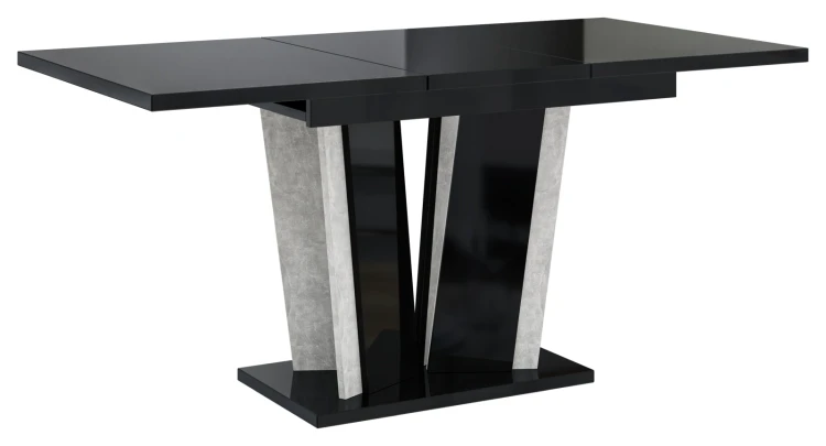 Stół rozkładany Naturio 120-160 cm prostokątny nowoczesny do jadalni salonu black gloss stone