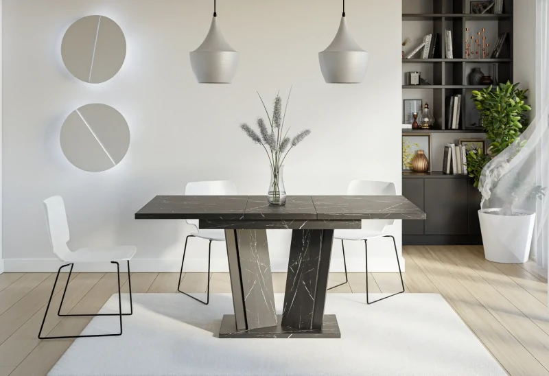 Stół rozkładany Naturio 120-160 cm prostokątny nowoczesny do jadalni salonu black royal black