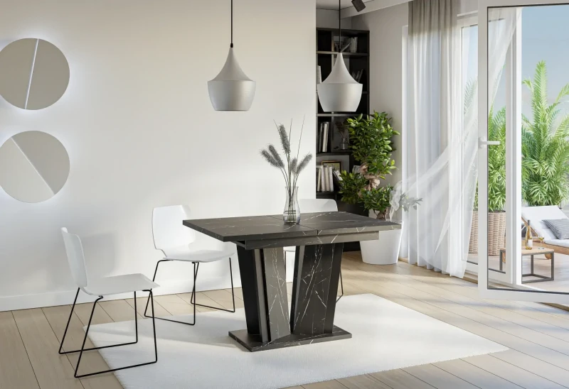 Stół rozkładany Naturio 120-160 cm prostokątny nowoczesny do jadalni salonu black royal black