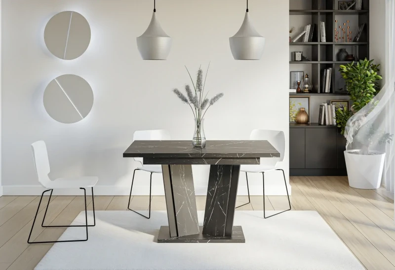 Stół rozkładany Naturio 120-160 cm prostokątny nowoczesny do jadalni salonu black royal black