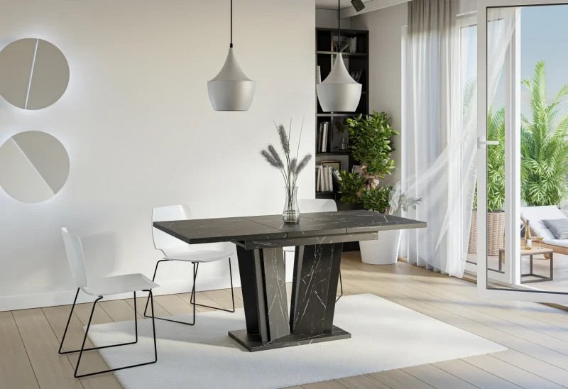 Stół rozkładany Naturio 120-160 cm prostokątny nowoczesny do jadalni salonu black royal black