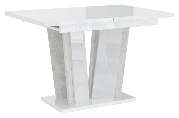 Stół rozkładany Naturio 120-160 cm prostokątny nowoczesny do jadalni salonu white gloss stone