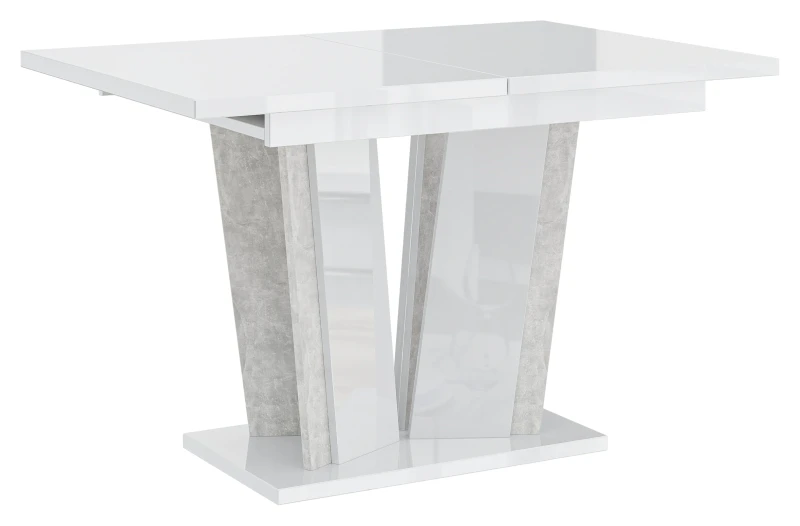 Stół rozkładany Naturio 120-160 cm prostokątny nowoczesny do jadalni salonu white gloss stone