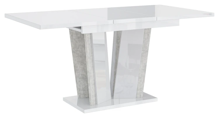 Stół rozkładany Naturio 120-160 cm prostokątny nowoczesny do jadalni salonu white gloss stone