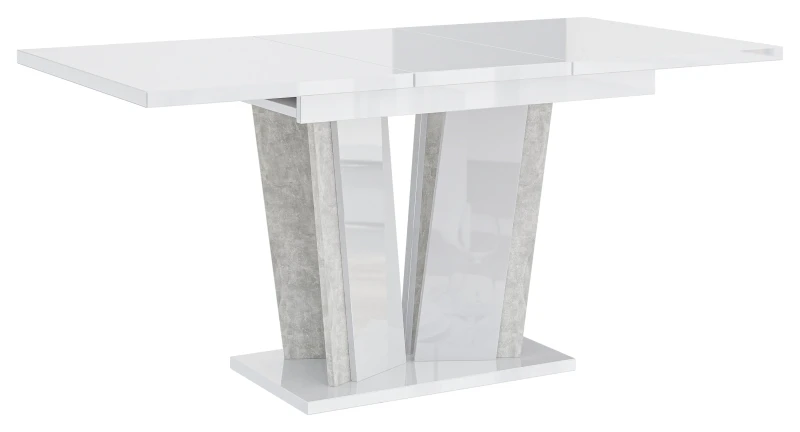 Stół rozkładany Naturio 120-160 cm prostokątny nowoczesny do jadalni salonu white gloss stone