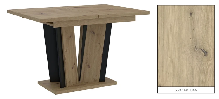 Stół rozkładany Naturio 120-160 cm prostokątny nowoczesny do jadalni salonu artisan black