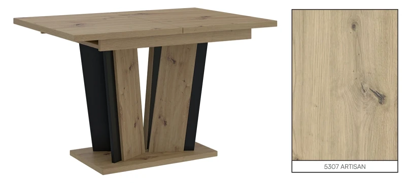Stół rozkładany Naturio 120-160 cm prostokątny nowoczesny do jadalni salonu artisan black