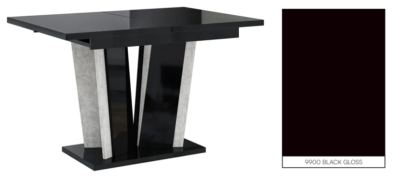 Stół rozkładany Naturio 120-160 cm prostokątny nowoczesny do jadalni salonu black gloss stone