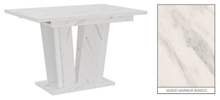 Stół rozkładany Naturio 120-160 cm prostokątny nowoczesny do jadalni salonu bianco marble white