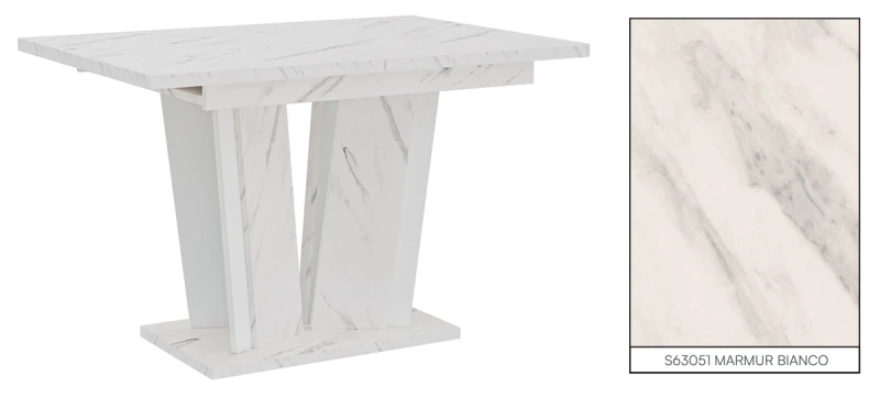 Stół rozkładany Naturio 120-160 cm prostokątny nowoczesny do jadalni salonu bianco marble white