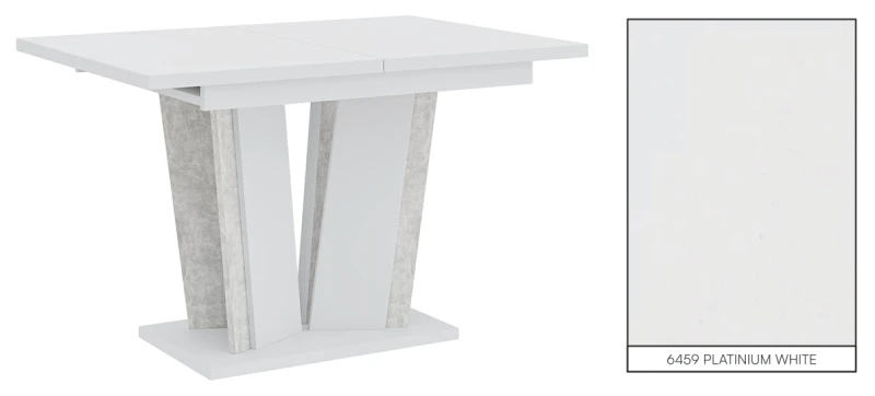 Stół rozkładany Naturio 120-160 cm prostokątny nowoczesny do jadalni salonu white stone