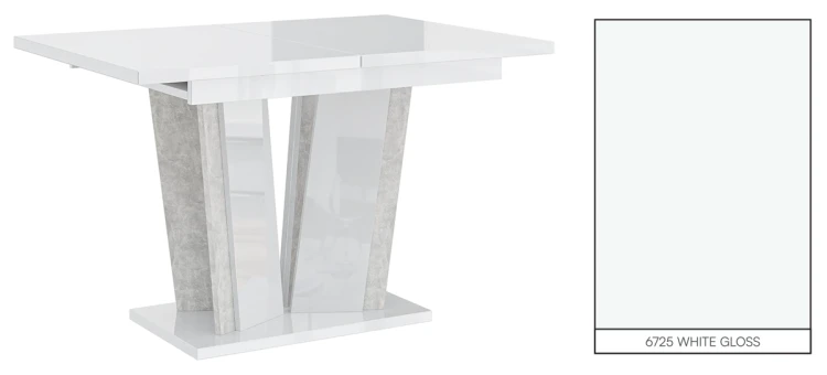 Stół rozkładany Naturio 120-160 cm prostokątny nowoczesny do jadalni salonu white gloss stone